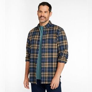 L.L.Bean Scotch Plaid Button Down Flannel Shirt Slightly Fitted Blue MacKellar L